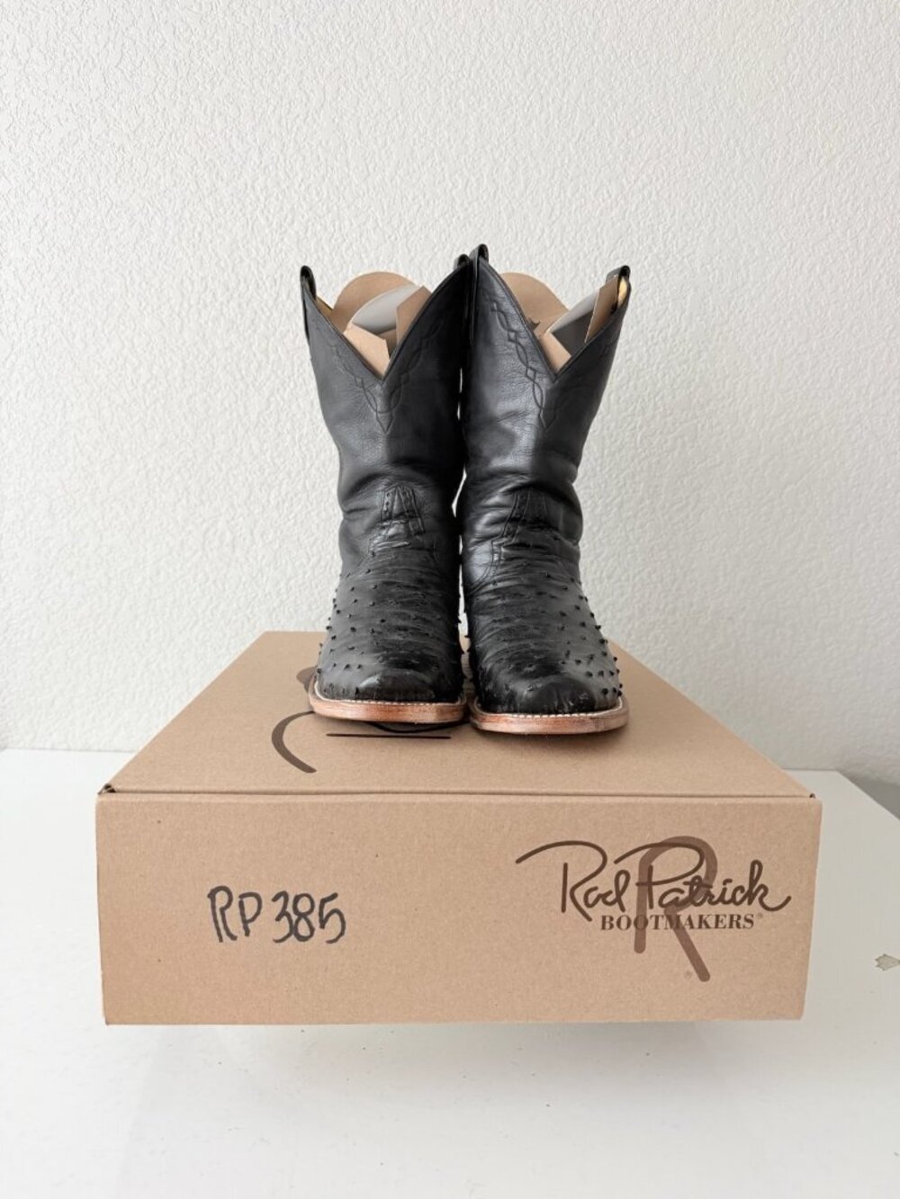 Rod Patrick Cowboy Boots Black Full Quill Ostrich Western Blunt Toe Womens 11 - Picture 11 of 12